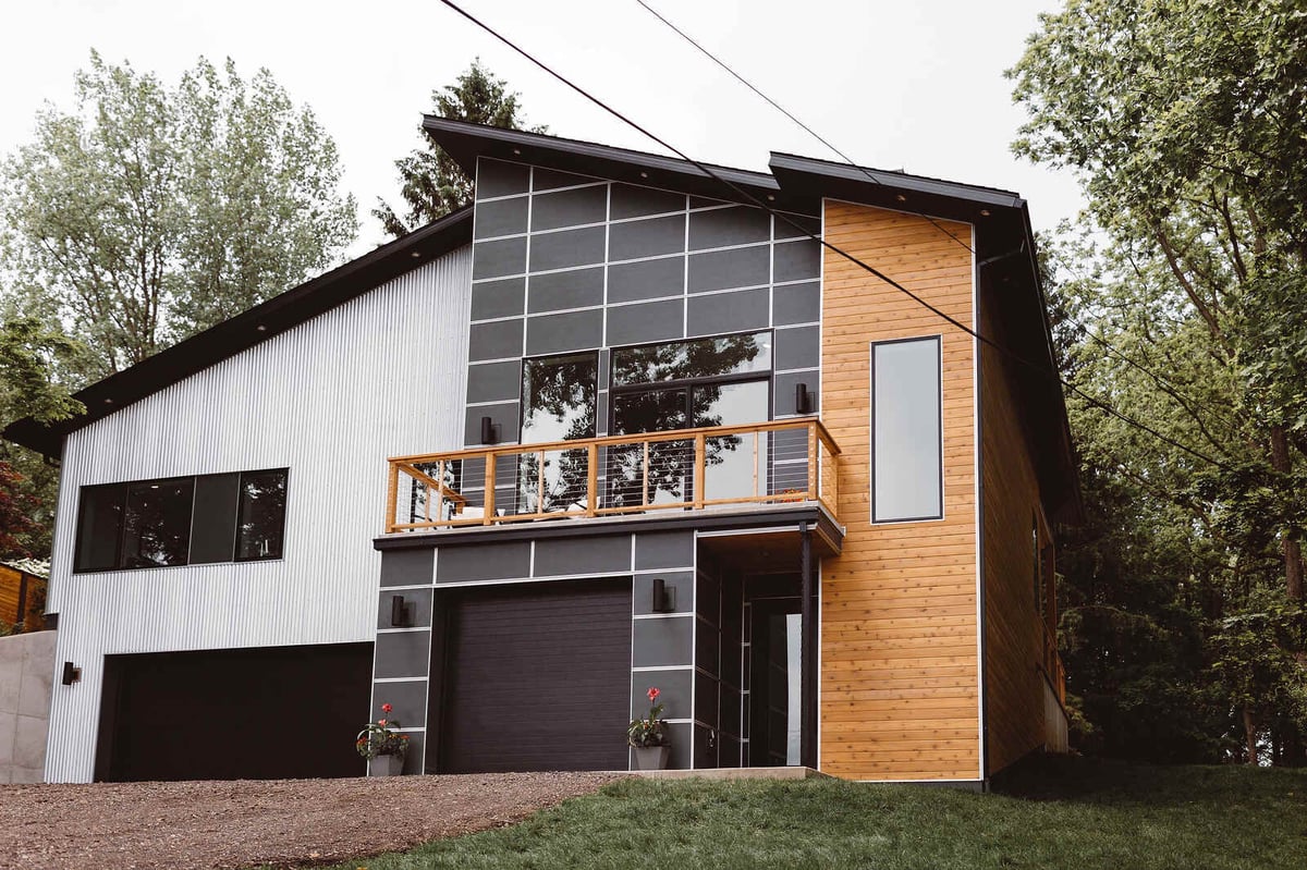 Modern exterior of a custom home by R Value Homes in West Michigan